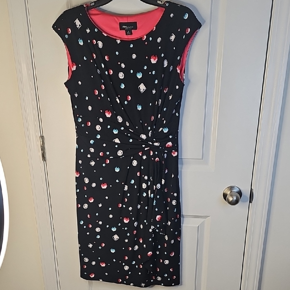 Ronni‎ Nicole Women's Black Dress with Colorful Dots Size M
